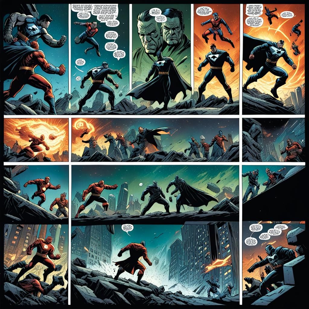 Dynamic Superheroes Versus Supervillains Comic Book Art