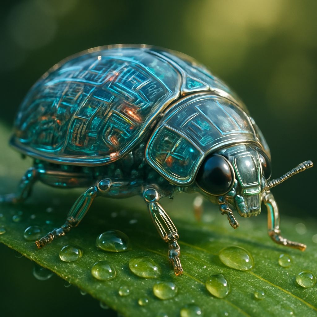 Futuristic Ladybug with Transparent Exoskeleton