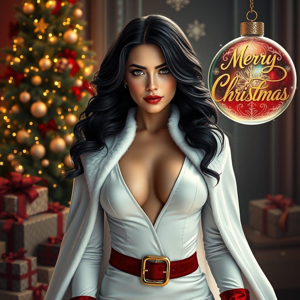 Contemporary Santa Claus Portrait in Luxurious Christmas Set...