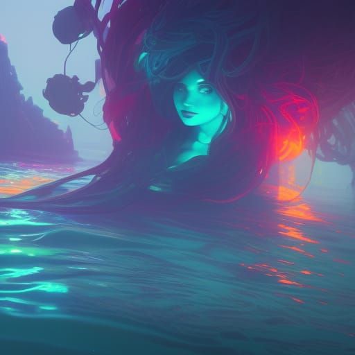 Neon Ocean in a Cup: Hyperdetailed Concept Art
