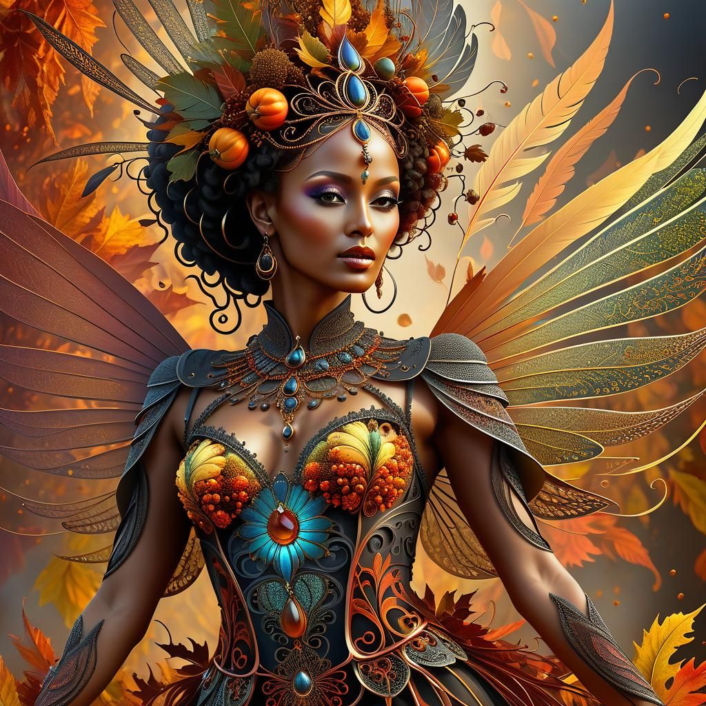 Autumn Harvest Fairy in Gothic Kinetic Pointillism