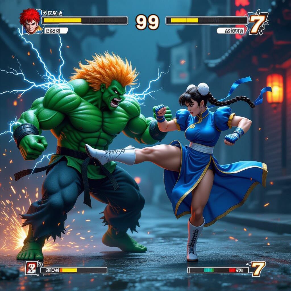 Street Fighter II: Blanka vs Chun-Li Action Scene