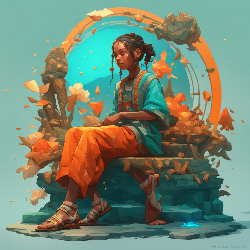 Young Girl in Sandals: Hyperdetailed Concept Art