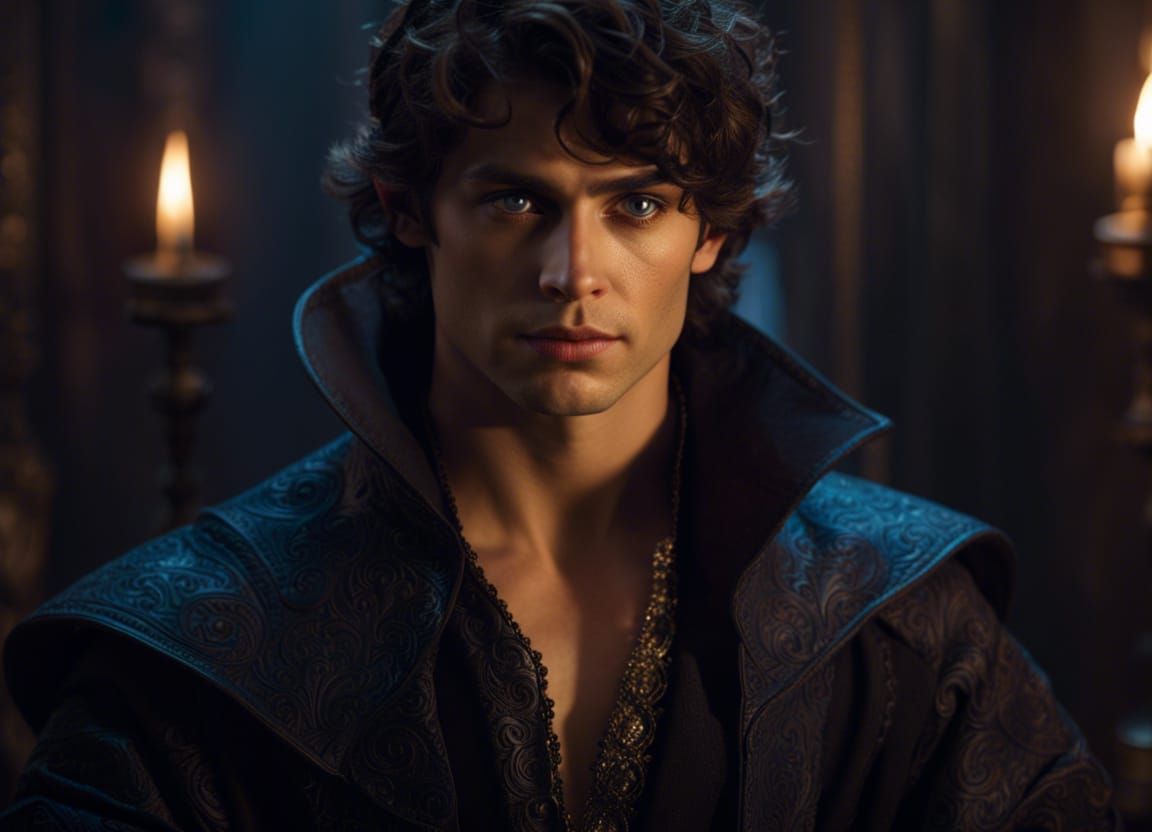 Teen Warlock Casting Turquoise Magic in Medieval City