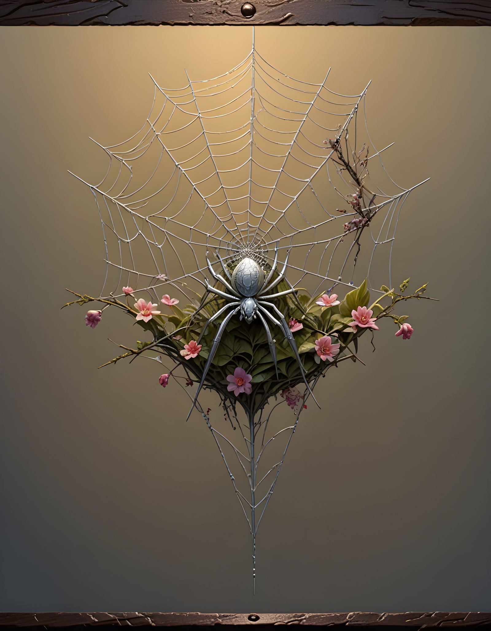 Silver Spider's Web Castle in Ethereal Pastel Tones