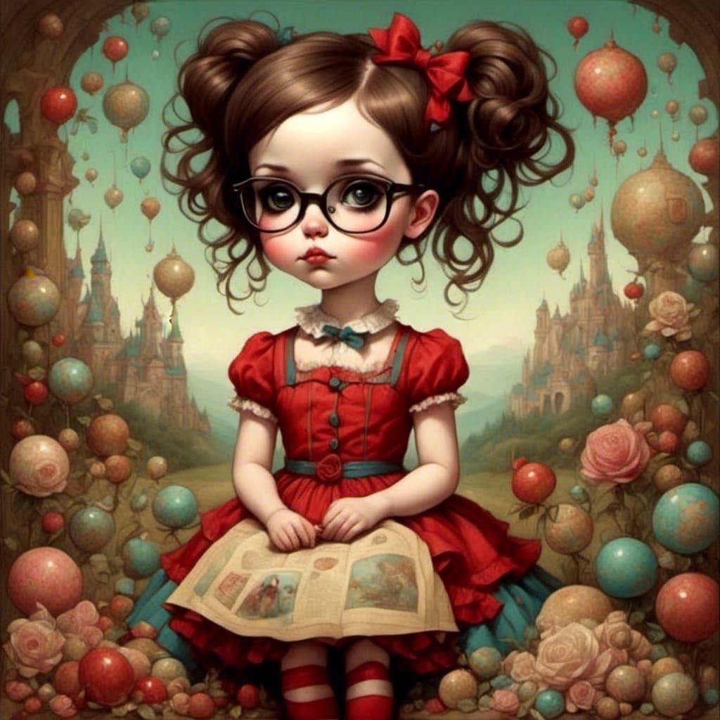 Surreal Childlike Figure in Lowbrow Art Style