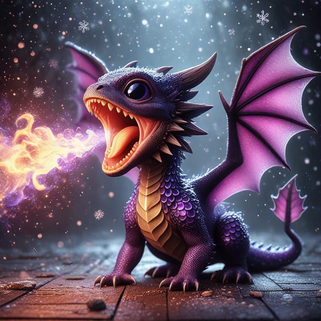 Violet Dragon Reaches for the Skies with Radiant Flames