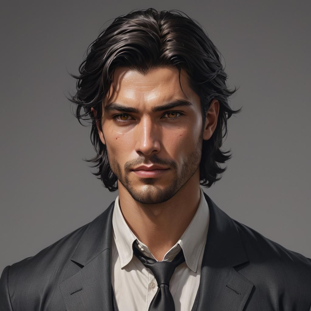 Handsome Man Portrait in Hyperdetailed Style