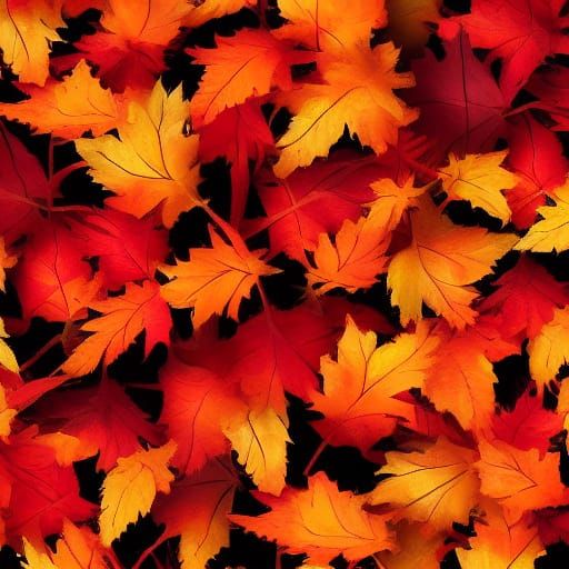 Abstract Autumn Leaves in Red and Orange