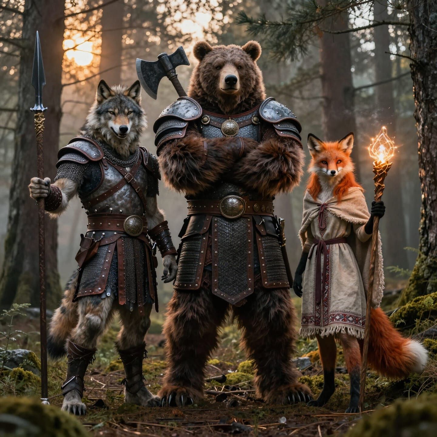Slavic Forest Spirits: Wolf, Bear, and Fox Warriors