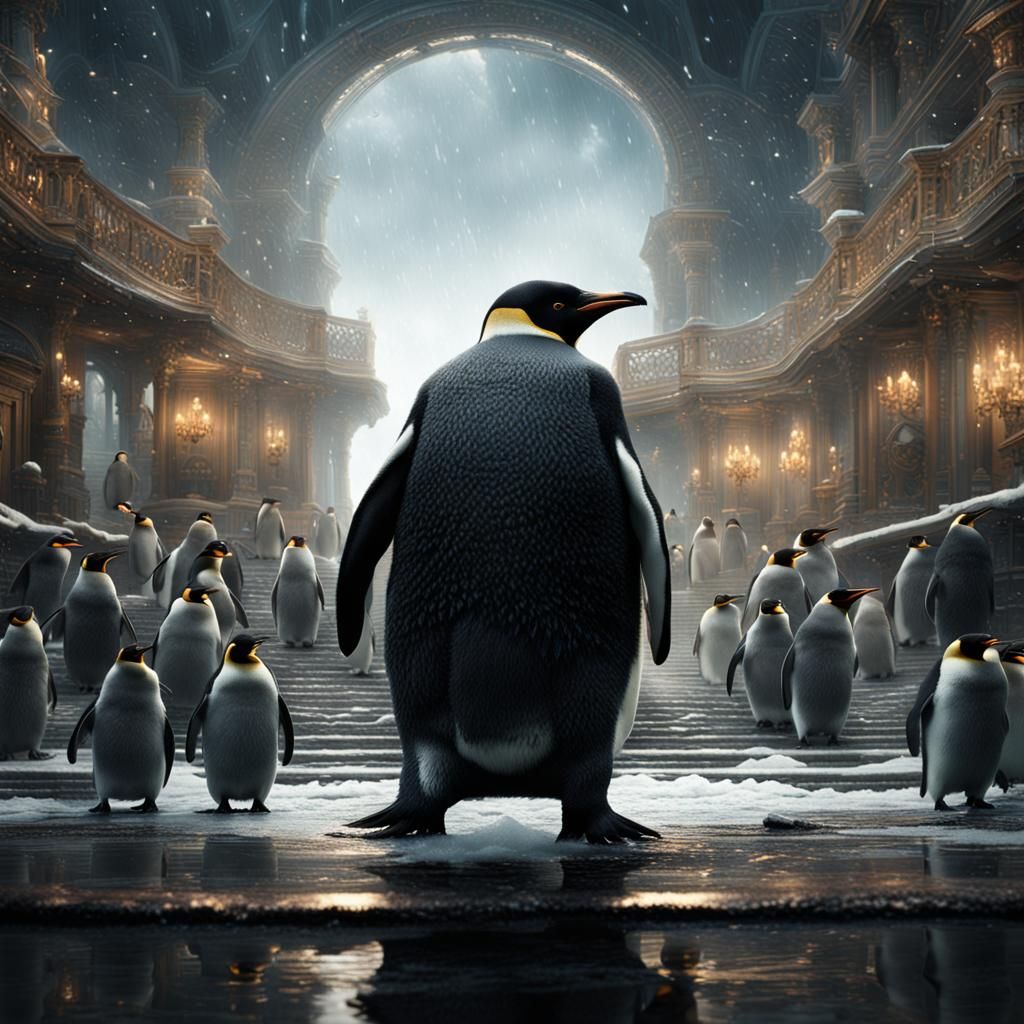 Epic Penguin in Detailed Digital Matte Painting