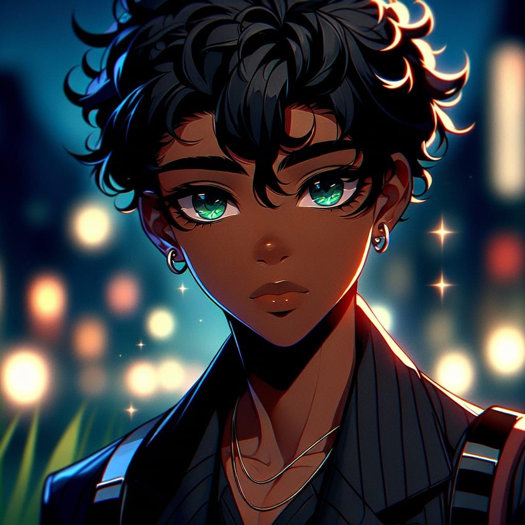 Captivating Young Boy in Manga Style Digital Art