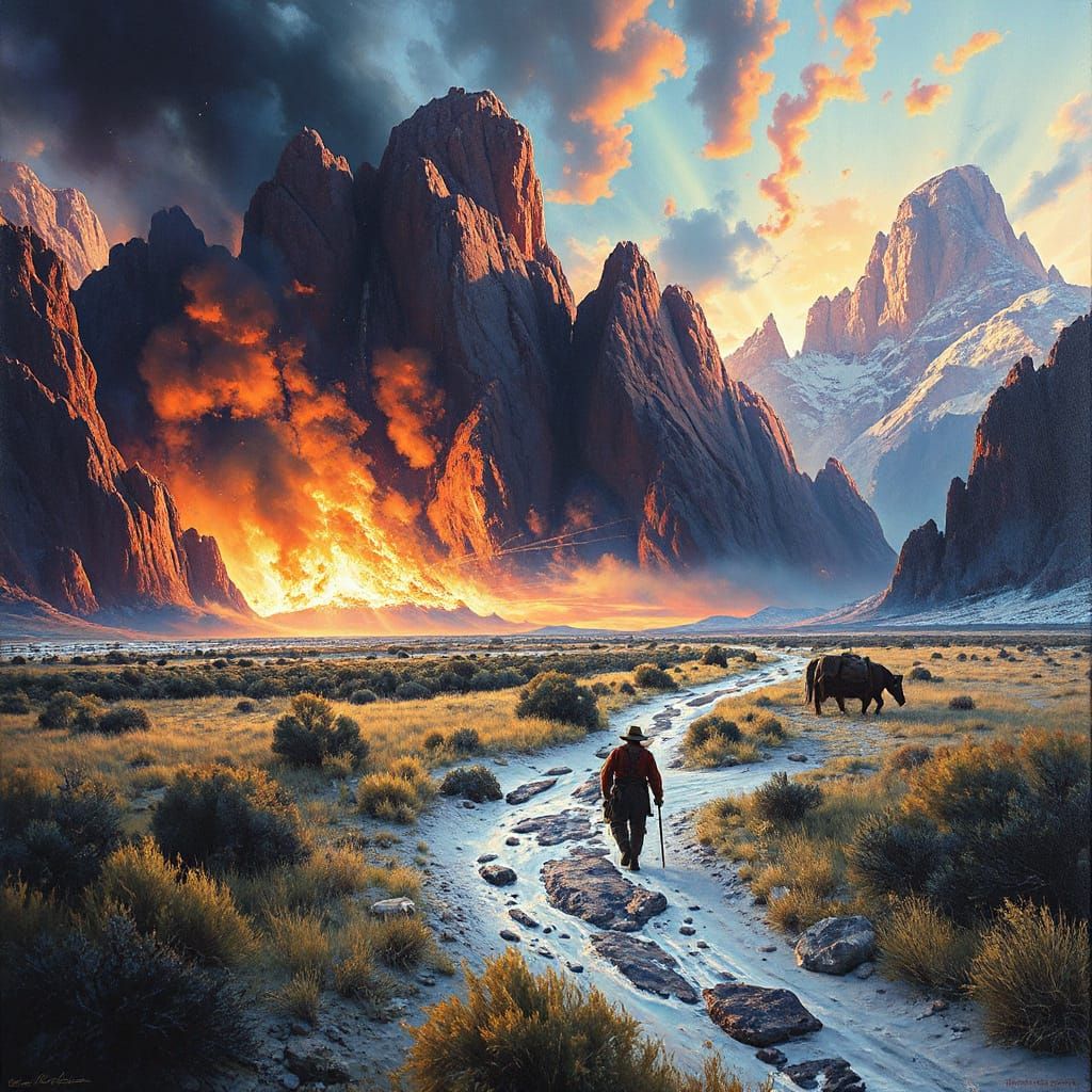 Man Rises from Dead at Frontier Fort Painting