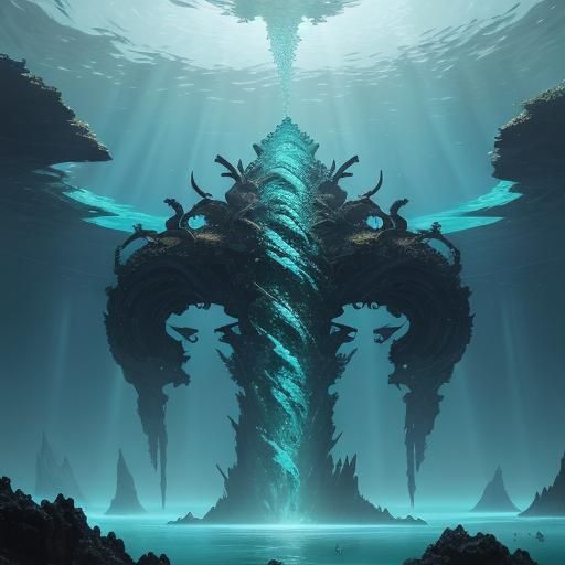 Iridescent Mermaids in Sunlit Turquoise Abyss