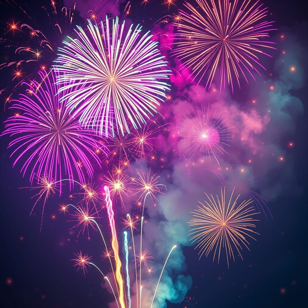 Fantastical Fireworks Display with Impossible Colors