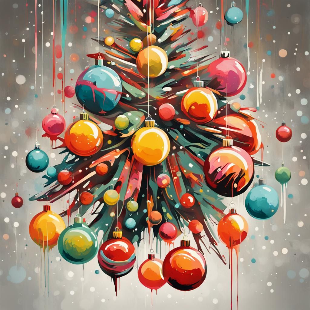 Retro Christmas Tree with Mid-Century Modern Ornaments