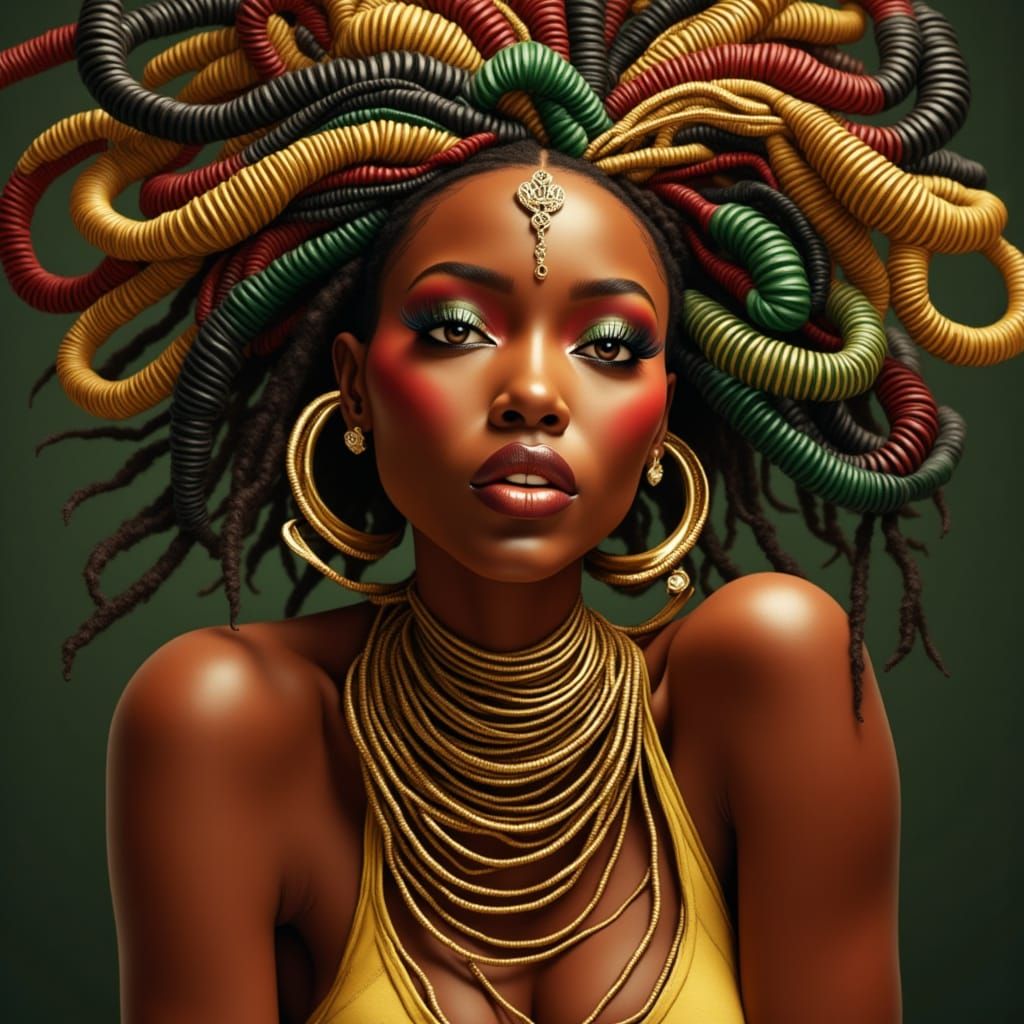 African Queen in Afrofuturist Splendor