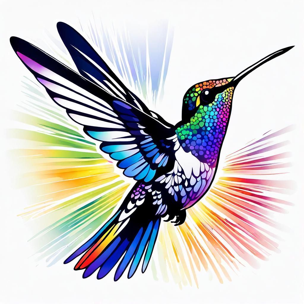 Hummingbird in Flight: Sunlight Reveals Rainbow Wings