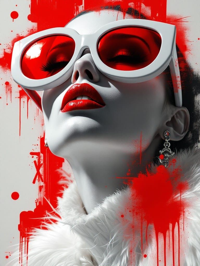 Cyberpunk Portrait of a Pale Model with Dramatic Makeup and ...