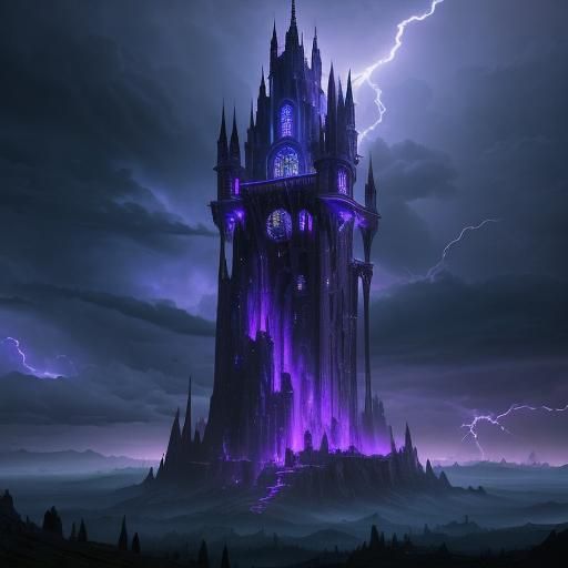 Fantasy Tower with Lightning in Digital Matte Painting