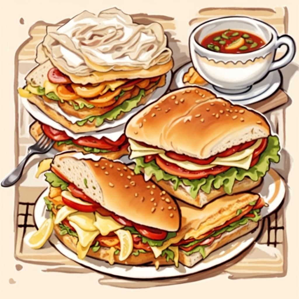Simple Sandwich and Soup Meal Still Life