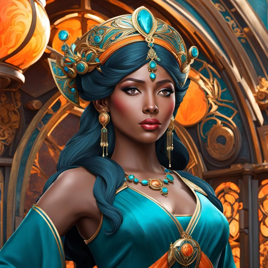 Flight Attendant Concept Art in Dynamic Lighting