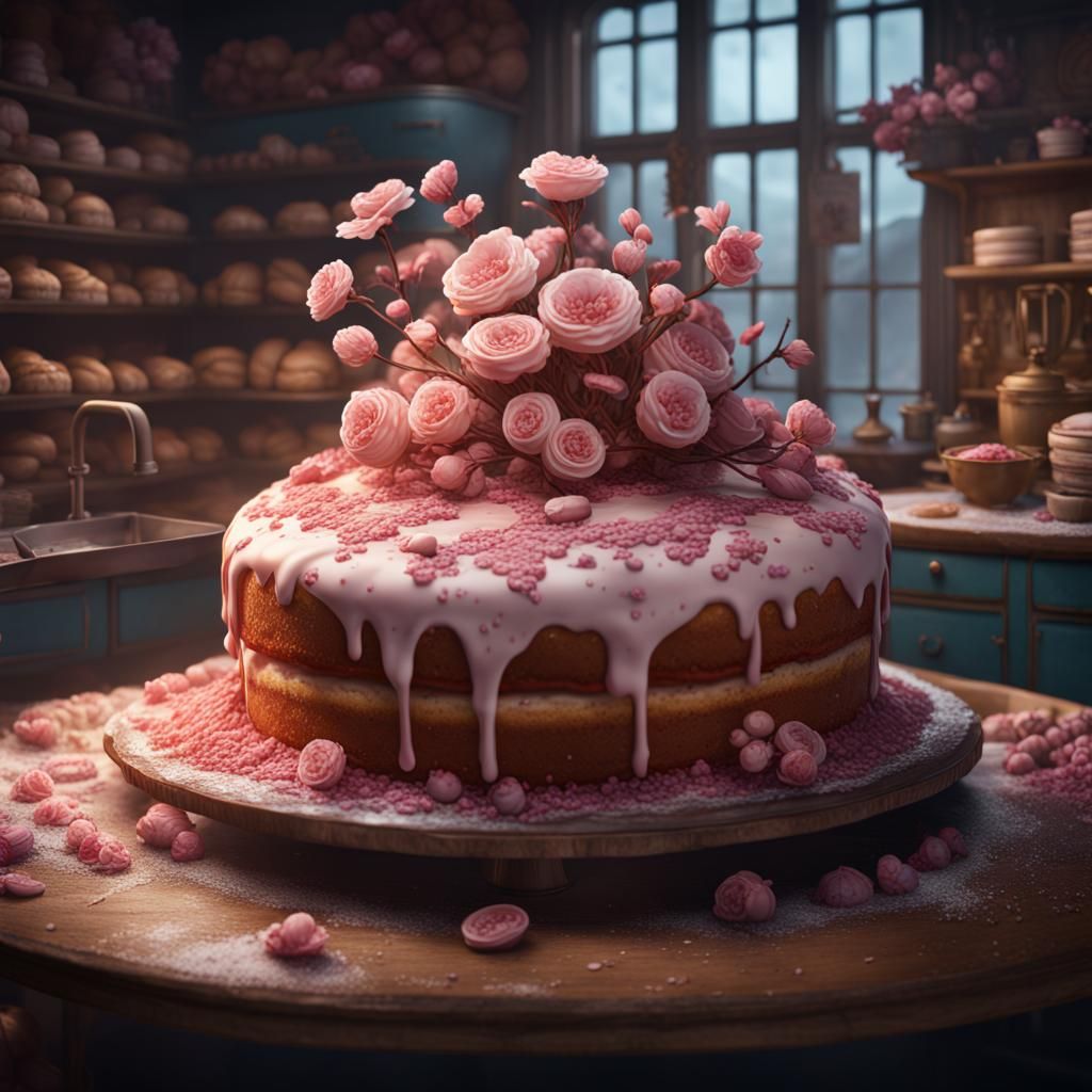 Bakery Making Cake Blossom: Fantasy Concept Art