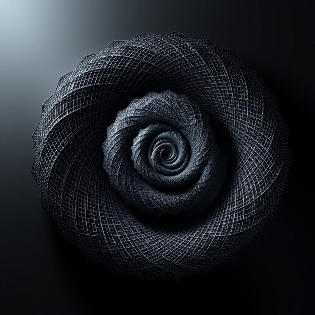 Metallic Ulam Spiral in Geometric Abstract Art