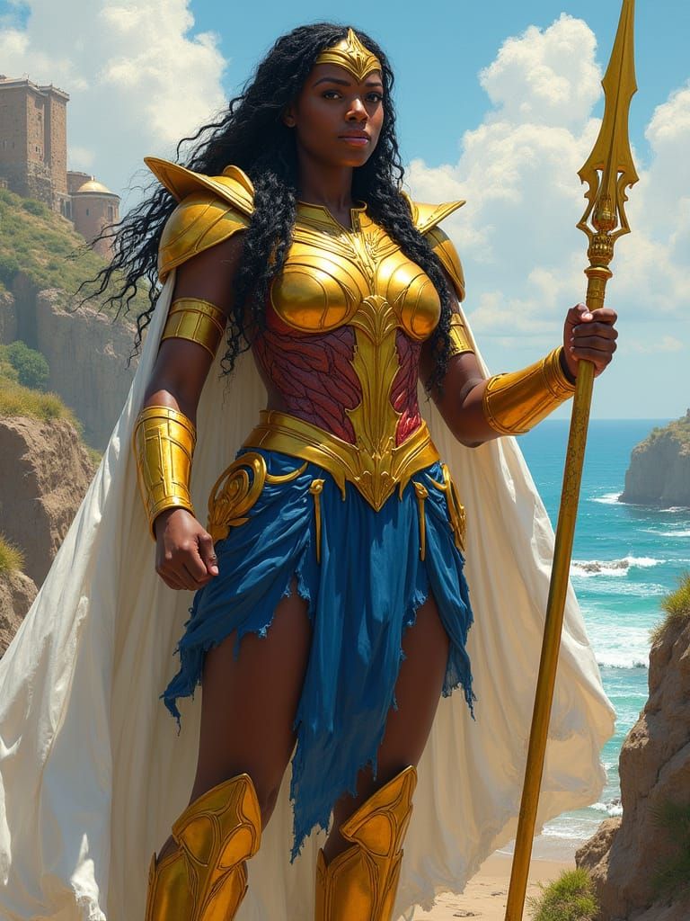 Amazonian Warrior in Golden Armor