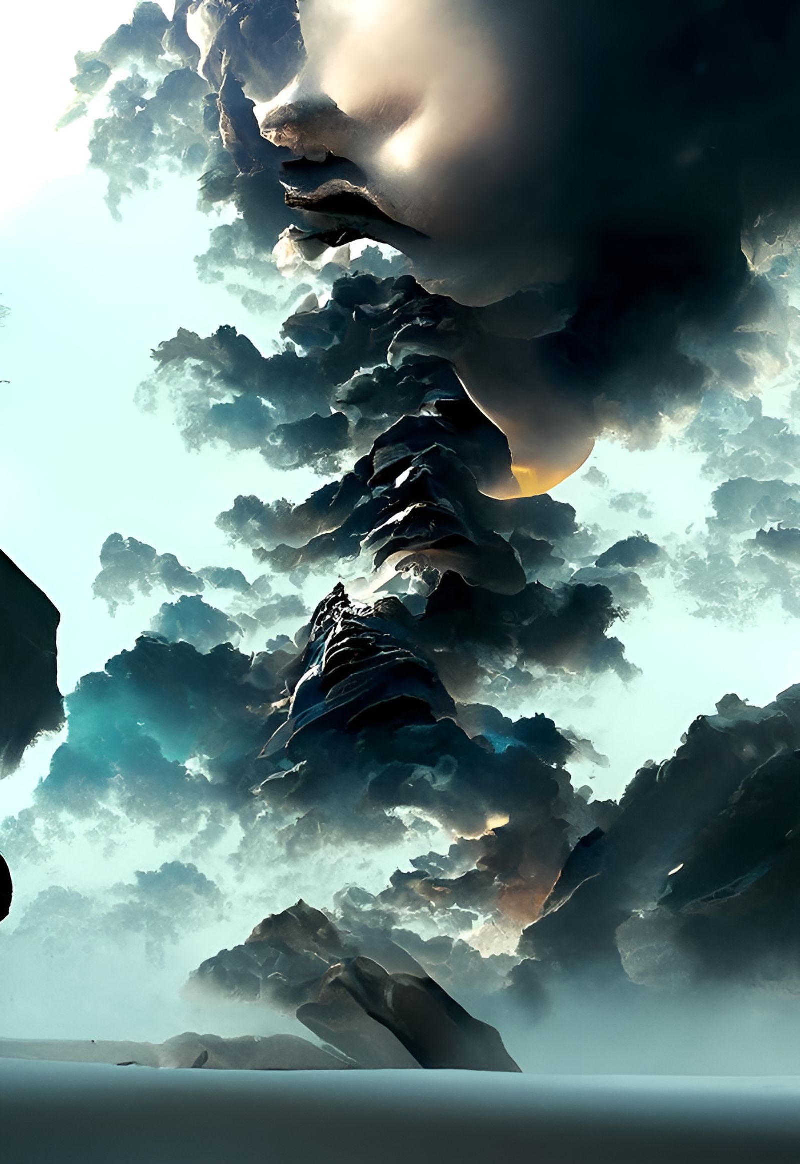 Infinite Stairway: Hyperrealistic Romanticism Landscape