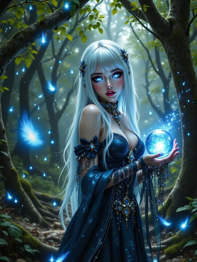 Mysterious Forest Witch in Dark Romantic Style