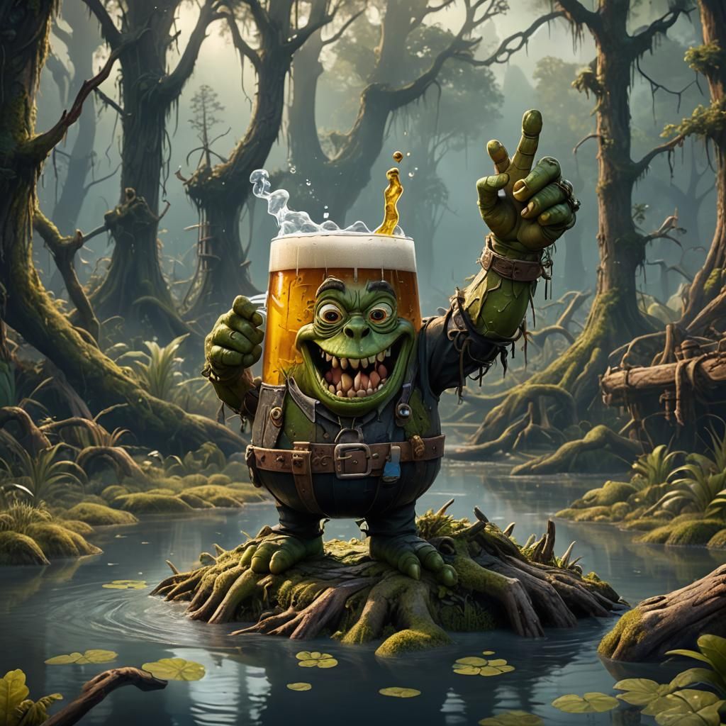 Disney Style Boilermaker in Swamp with Intricate Detail