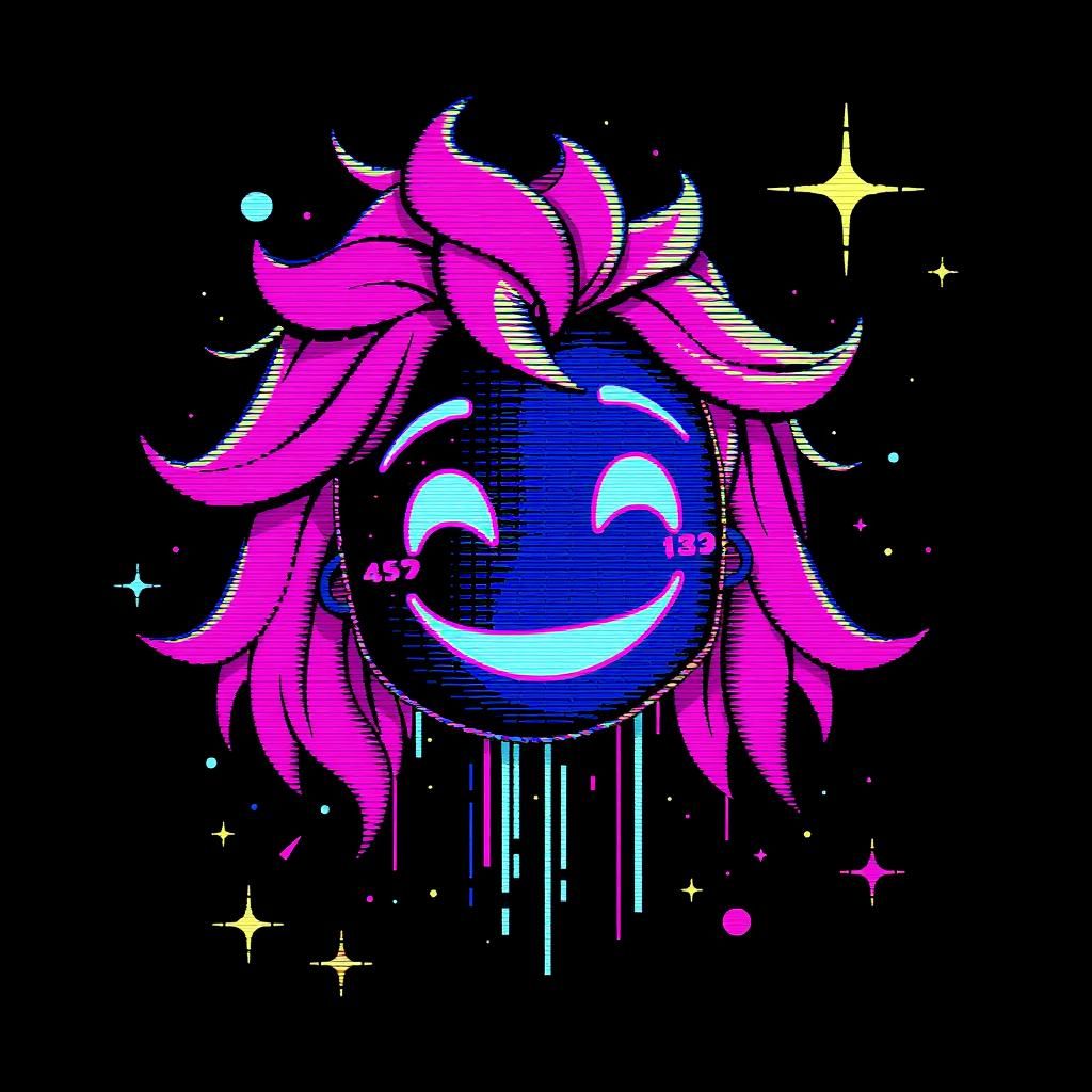 Abstract Smile in Maximalist Glitch Art Style