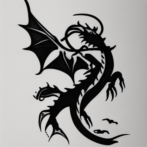 Dragon Tattoo Design on White Background