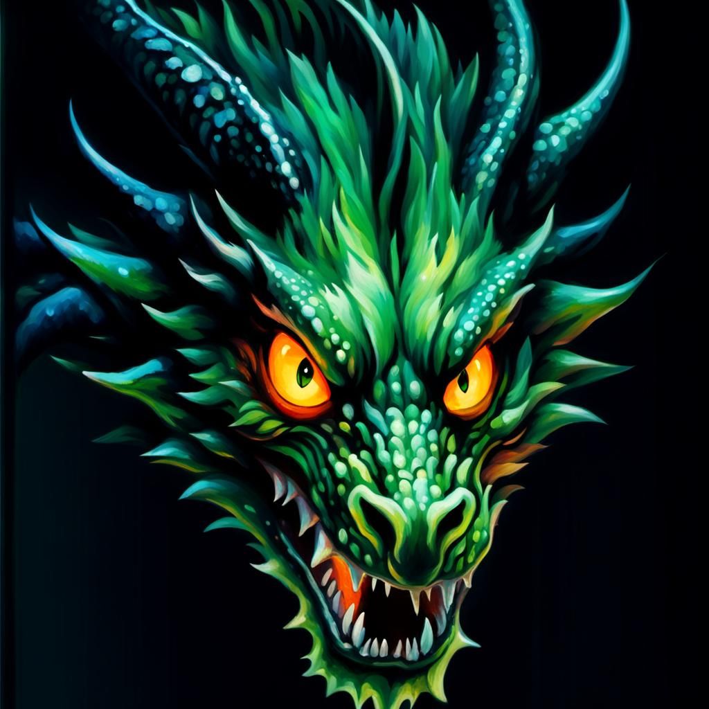 Dragon Noir in Fauvism Style at Sunset