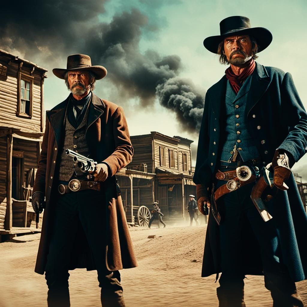 Duel wild west outlaws, wild west people, wild west town , r...