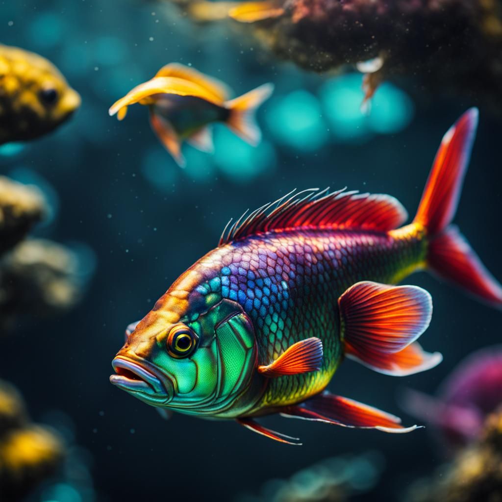 Hyperrealistic Iridescent Fish in Sharp Focus