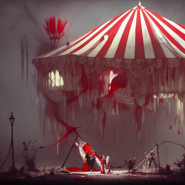 Haunted Circus Tent with Creepy Clowns