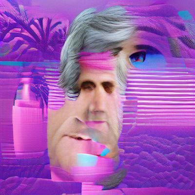 Vaporwave Cityscape with Neon and Retro Graphics