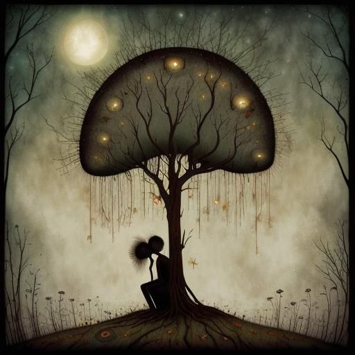 Surreal Scene of Despair and Anguish