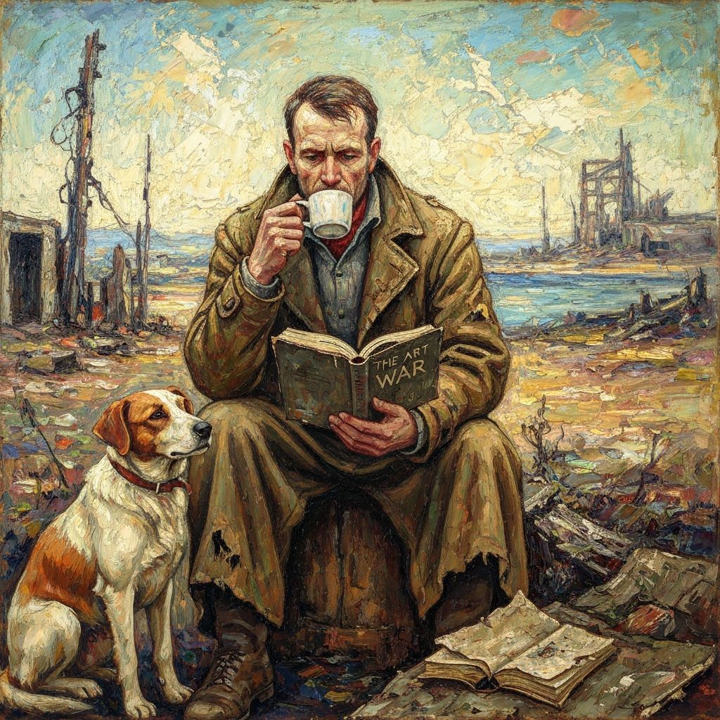 Man and Dog in Post-Apocalyptic Neo-Expressionism