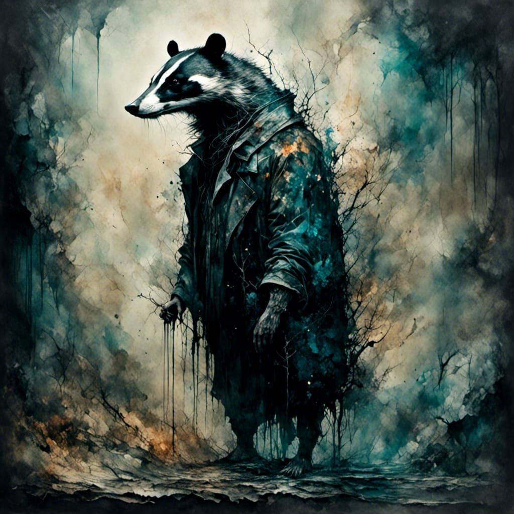 cocaine badger, full body side profile full color, h.r. giger style <lora:Endless Melody:1.0> <lora:Dark:1.0> <lora:Alco...