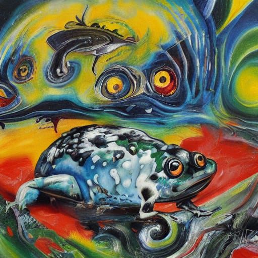 Anime Mice Frogs Battle in Surreal Dreamscape