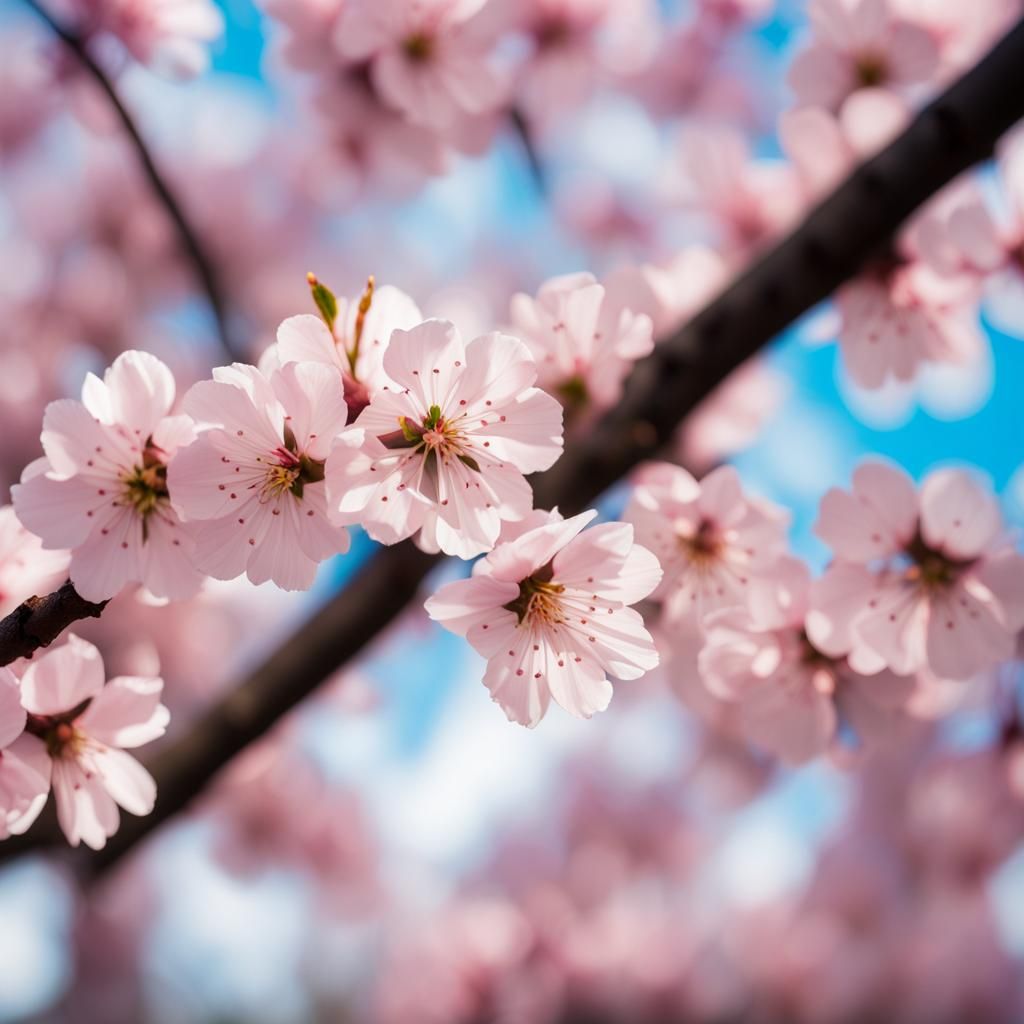 Cherry Blossom Forest Canopy View in Photography