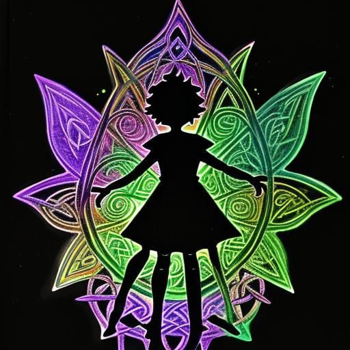 Crayon Fairy Silhouette with Celtic Knotwork