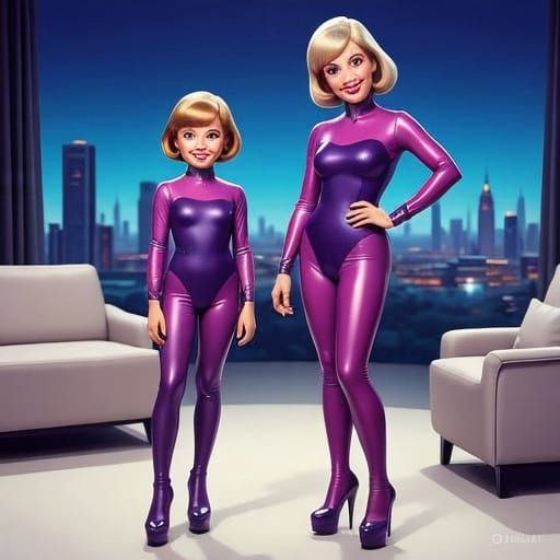 Jane Jetson in Retro-Futuristic Latex Jumpsuit