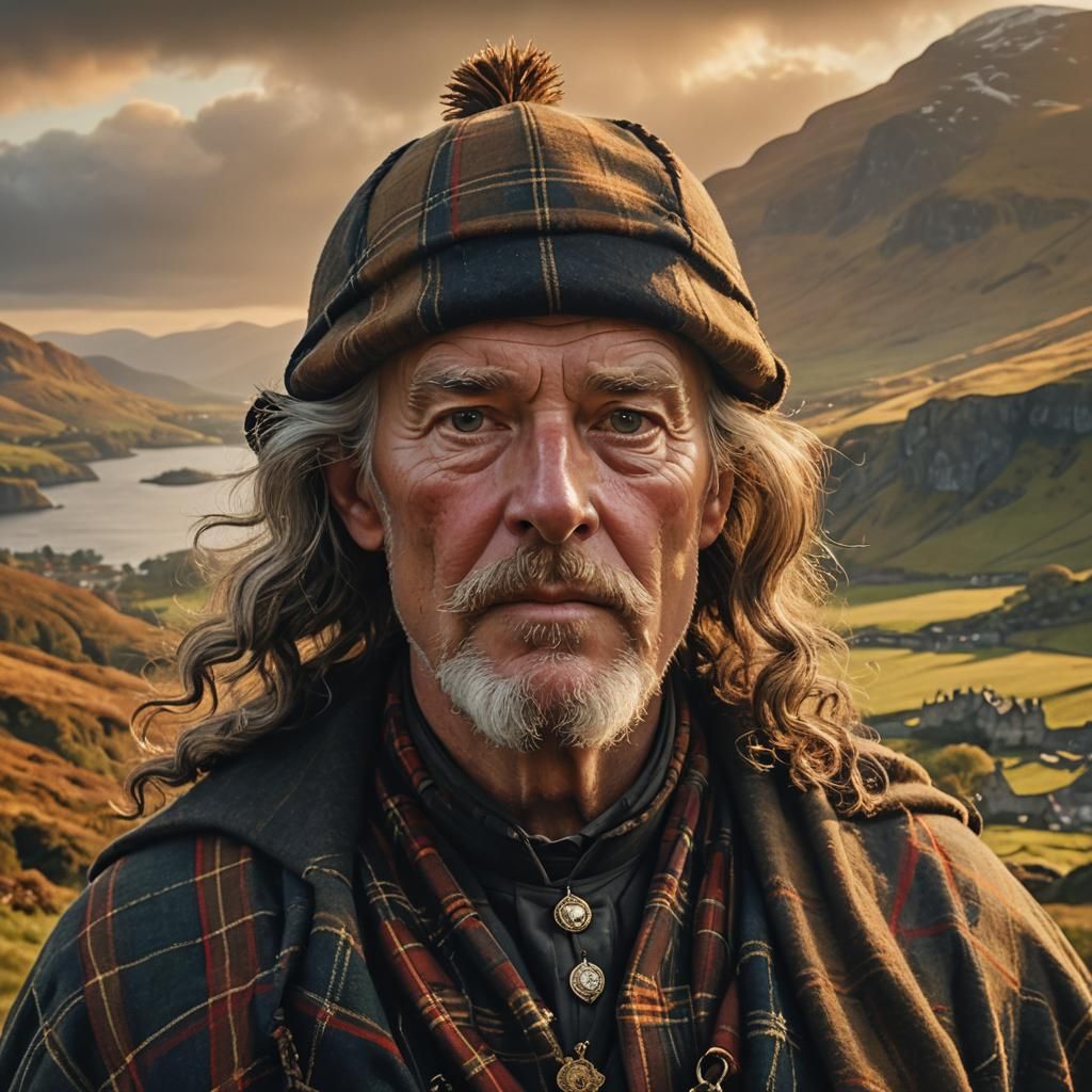 Scottish Man in Highland Dress: Baroque Portrait