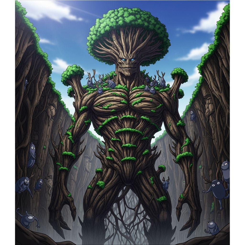 Colossal Humanoid Tree Beings Guarding Forest Ecosystems