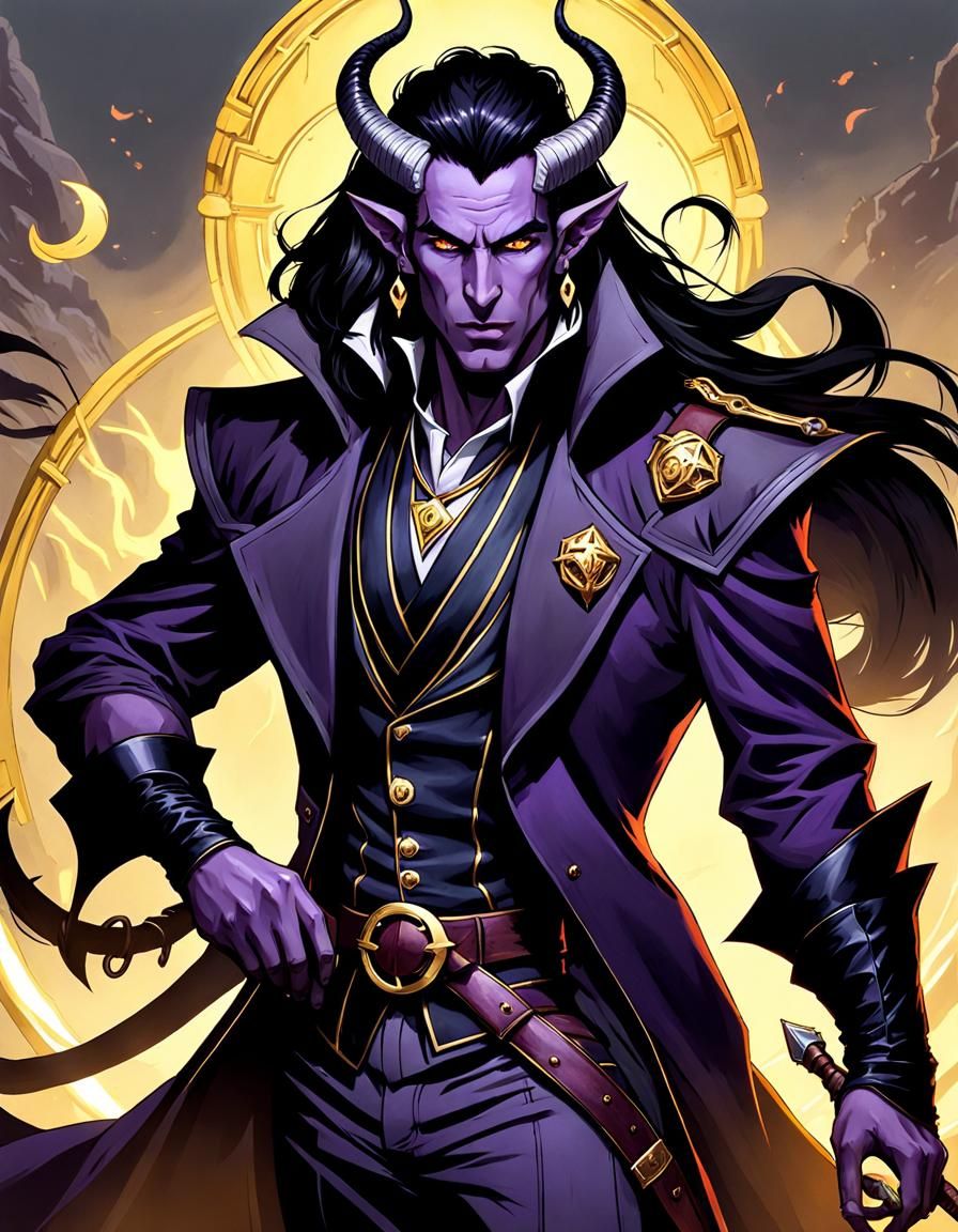 Tiefling Criminal Mastermind in Decadent Den