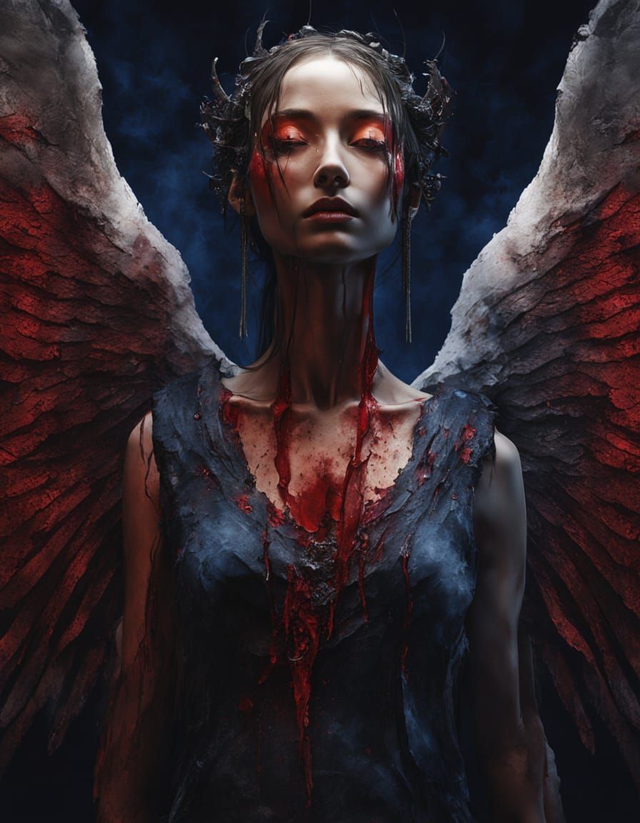 Surreal Dark Fantasy Angel in Neo-Expressionist Style